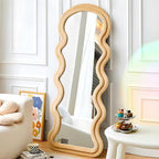 Decorhills Double Layer Wavy Full Length Mirror – Velvet Fabric  Flannel Frame | Standing & Wall Mounted