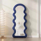 Decorhills Double Layer Wavy Full Length Mirror – Velvet Fabric  Flannel Frame | Standing & Wall Mounted