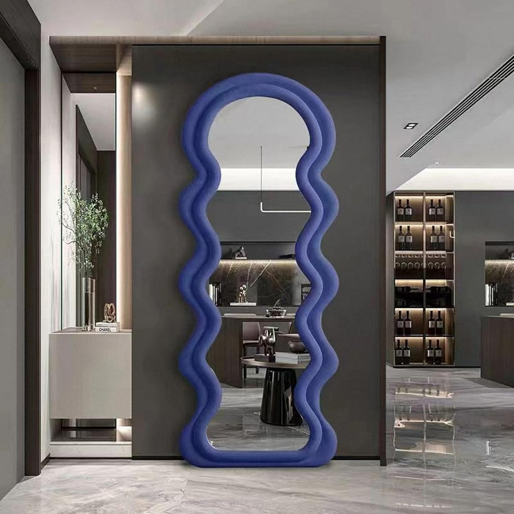 Decorhills Double Layer Wavy Full Length Mirror – Velvet Fabric  Flannel Frame | Standing & Wall Mounted