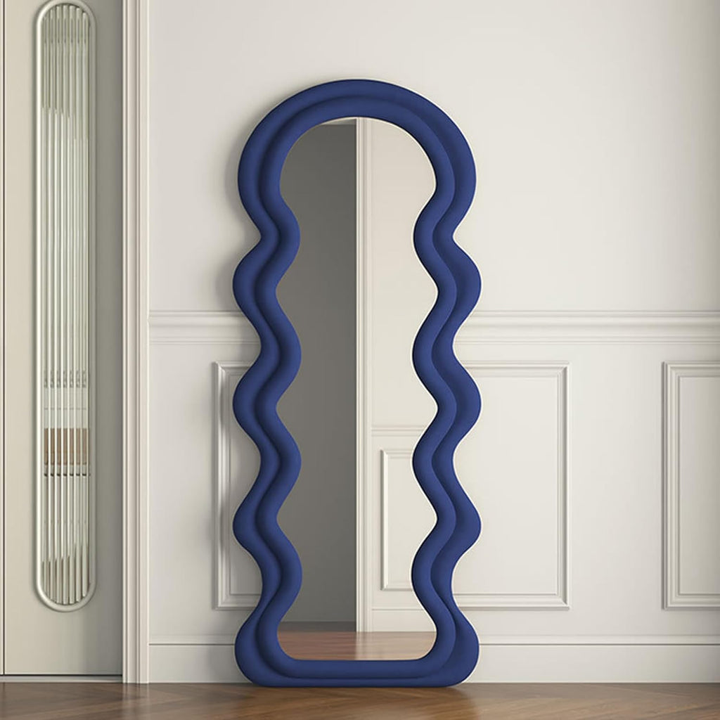 Decorhills Double Layer Wavy Full Length Mirror – Velvet Fabric  Flannel Frame | Standing & Wall Mounted