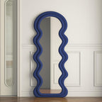 Decorhills Double Layer Wavy Full Length Mirror – Velvet Fabric  Flannel Frame | Standing & Wall Mounted