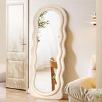 Decorhills Arched Double Layer Wavy Full Length Mirror – Velvet Frame | Standing & Wall Mounted