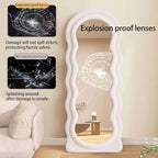 Decorhills Arched Double Layer Wavy Full Length Mirror – Velvet Frame | Standing & Wall Mounted