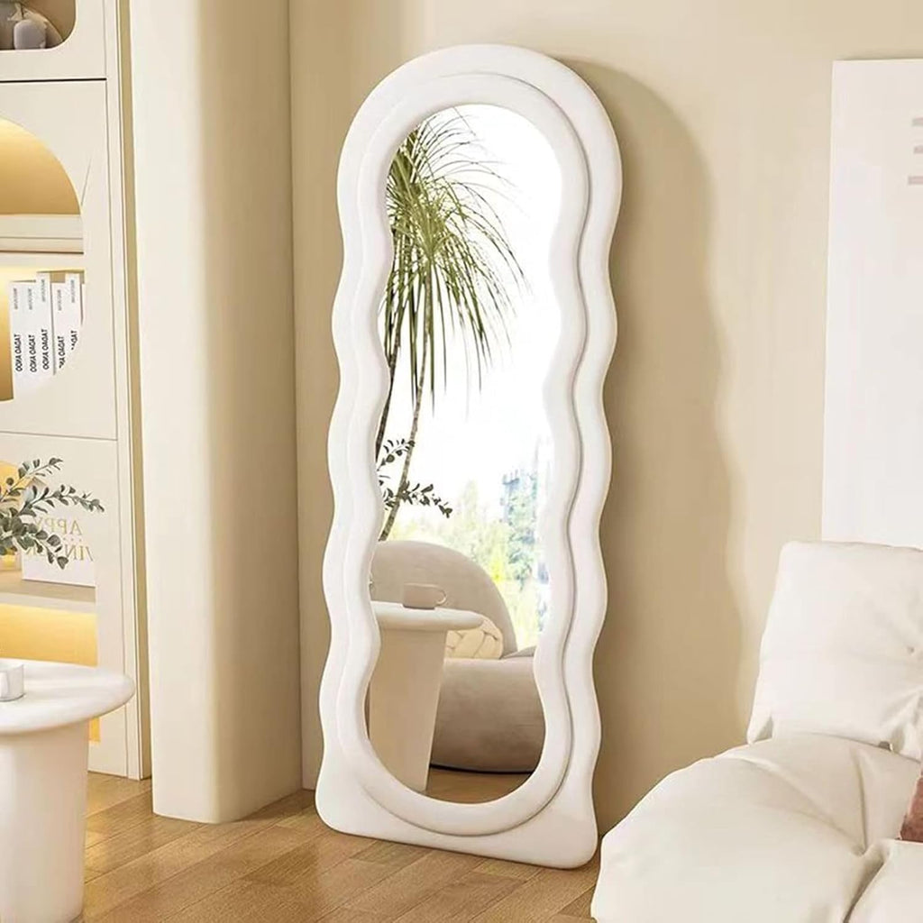 Decorhills Arched Double Layer Wavy Full Length Mirror – Velvet Frame | Standing & Wall Mounted
