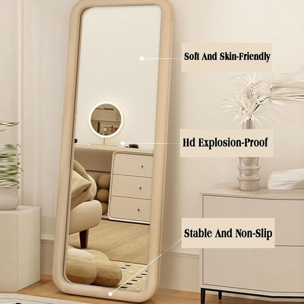 Decorhills Rect Round Corner Full Length Mirror – Velvet Frame | Standing & Wall Mounted