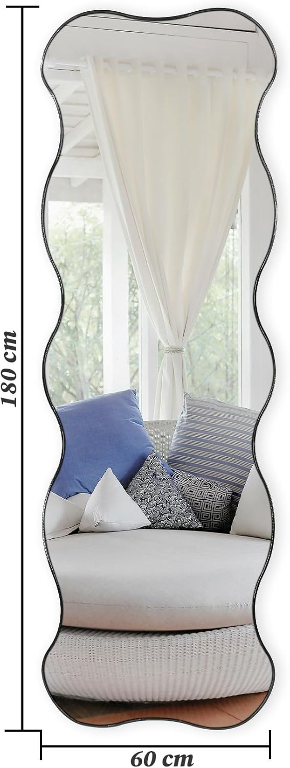 DECORHILLS Scalloped Full Length Mirror 180×60 cm – Standing & Wall Mounted Full Body Mirror