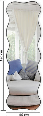 DECORHILLS Scalloped Full Length Mirror 180×60 cm – Standing & Wall Mounted Full Body Mirror