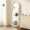 Decorhills Triple Wavy Full Length Mirror – Velvet Flannel Frame | Floor Standing & Wall Mounted