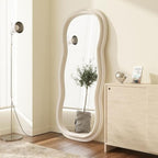 Decorhills Triple Wavy Full Length Mirror – Velvet Flannel Frame | Floor Standing & Wall Mounted