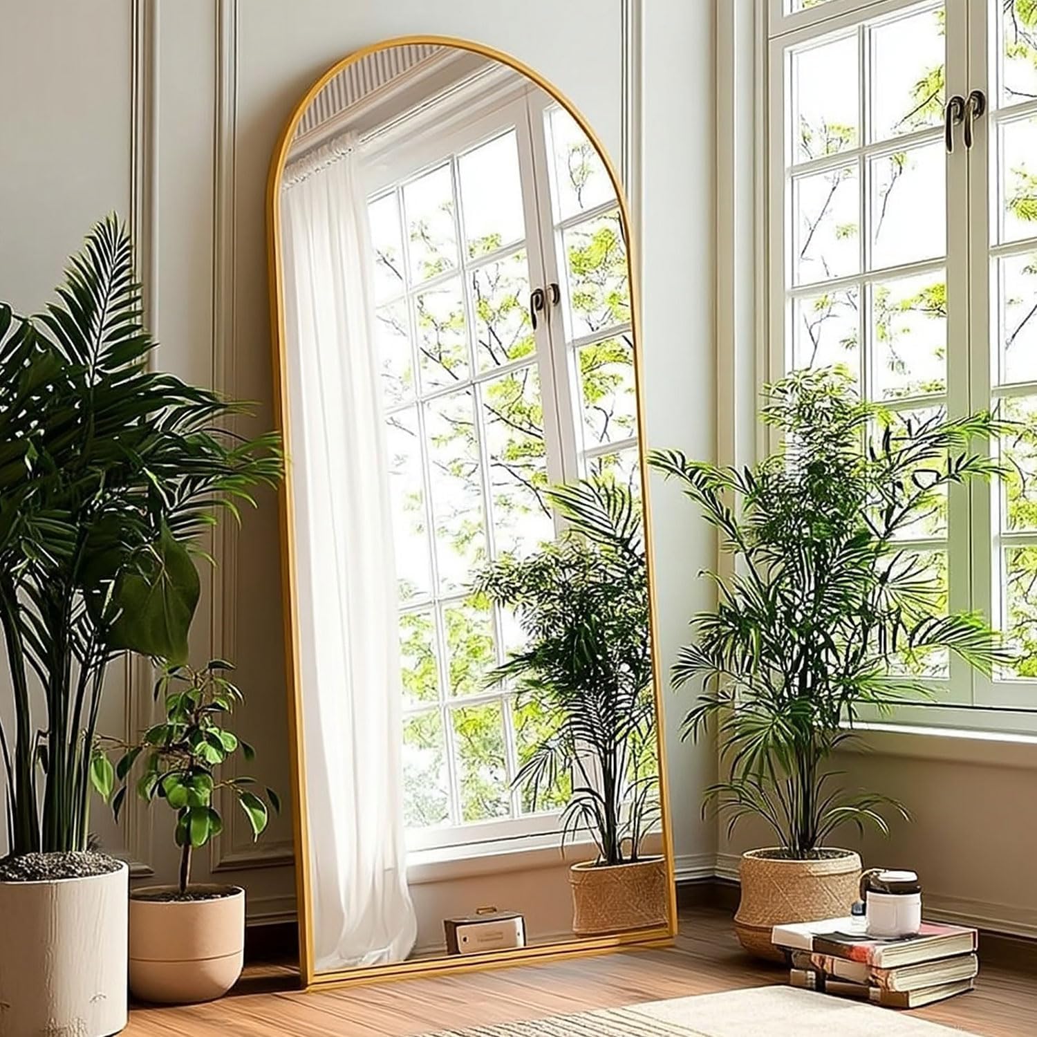 Decorhills Wide Arched Full Length Mirror 80×180 cm – Gold Frame | Standing & Wall Mounted